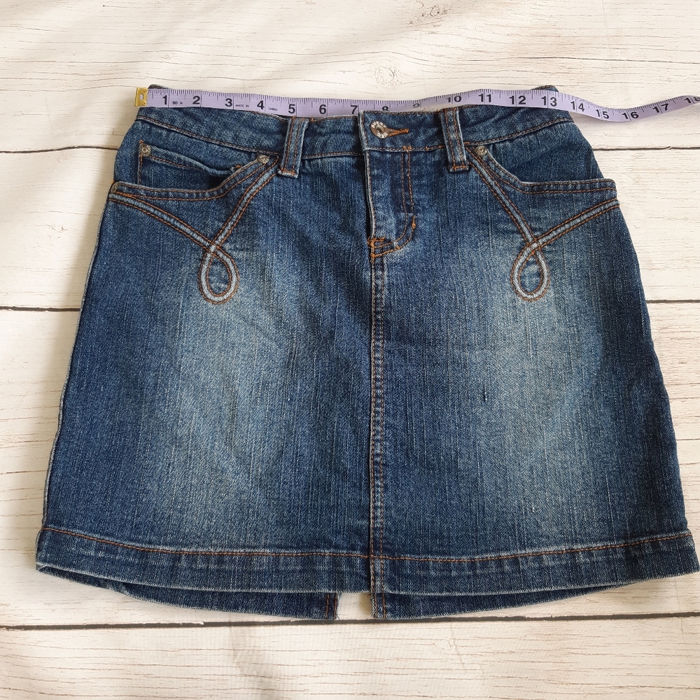 Sugar Doll Denim Mini Skirt Size 3 Jean Skirt Summer Festival Rodeo Cowgirl Core - Picture 4 of 6